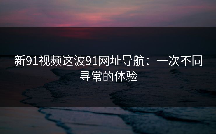 新91视频这波91网址导航：一次不同寻常的体验
