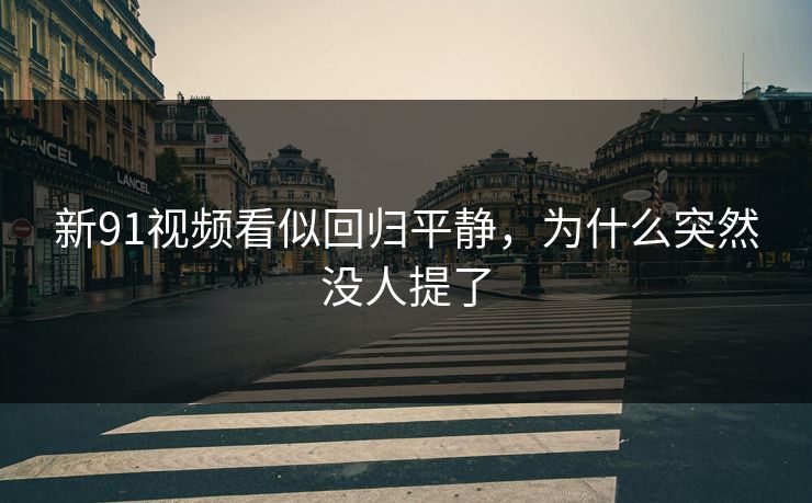 新91视频看似回归平静，为什么突然没人提了